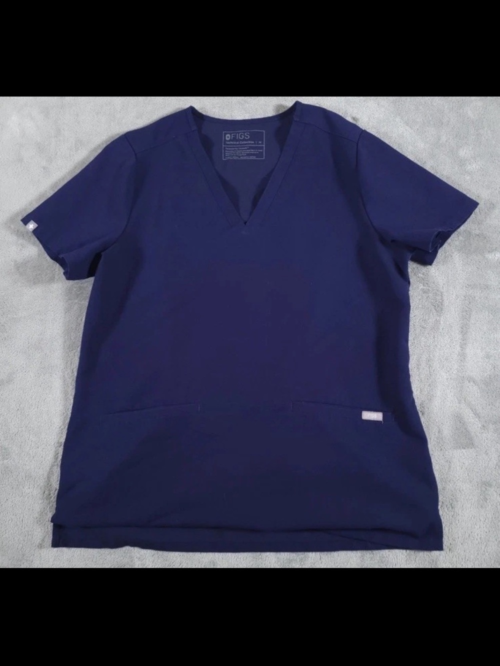 FIGS Scrub Top Womens M Navy Casma V-Neck Short Sleeve Technical Collection